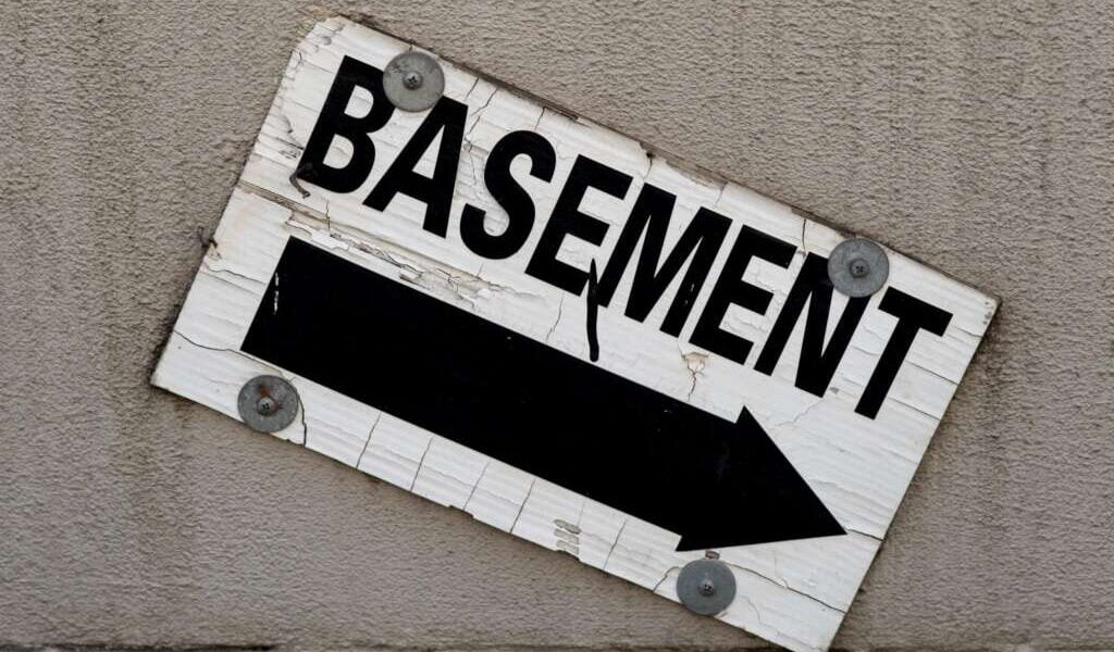 basement sign at a water damage restoration scene
