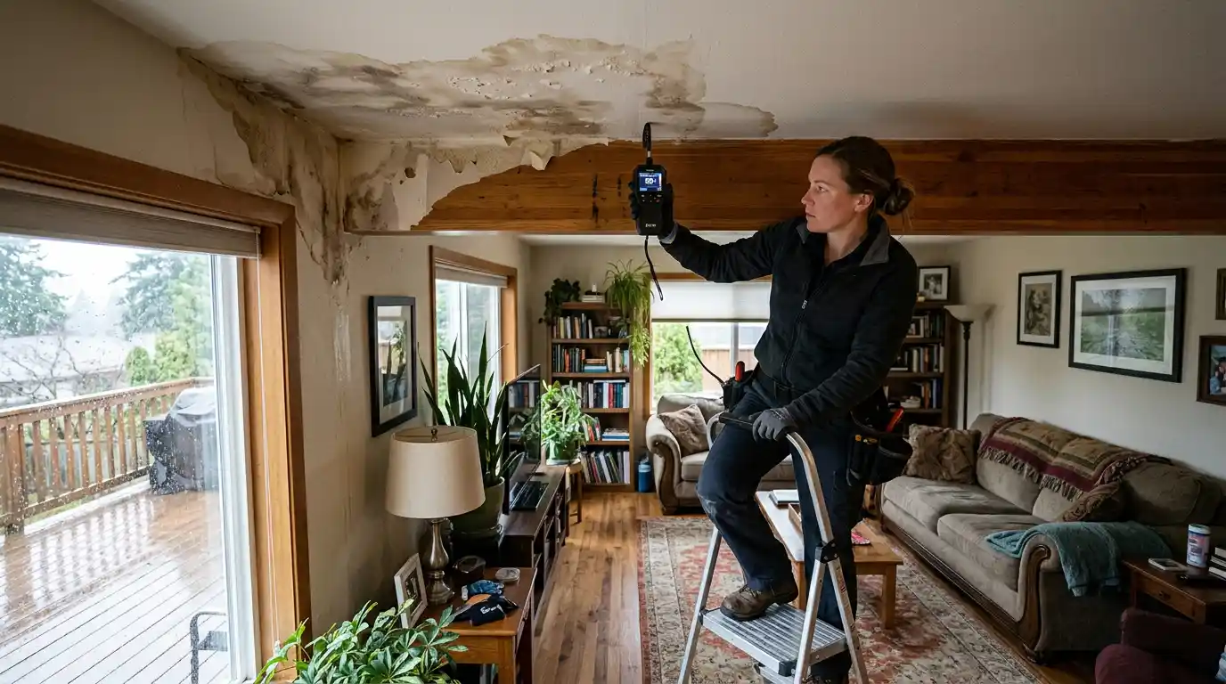 7️⃣ When an Upstairs Deck Starts Leaking Into the Room Below Late-Spring Warning Signs