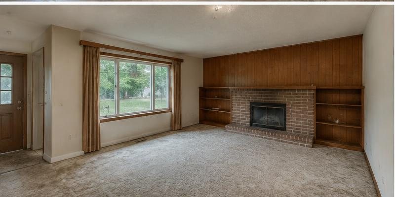 Dated living room before remodeling