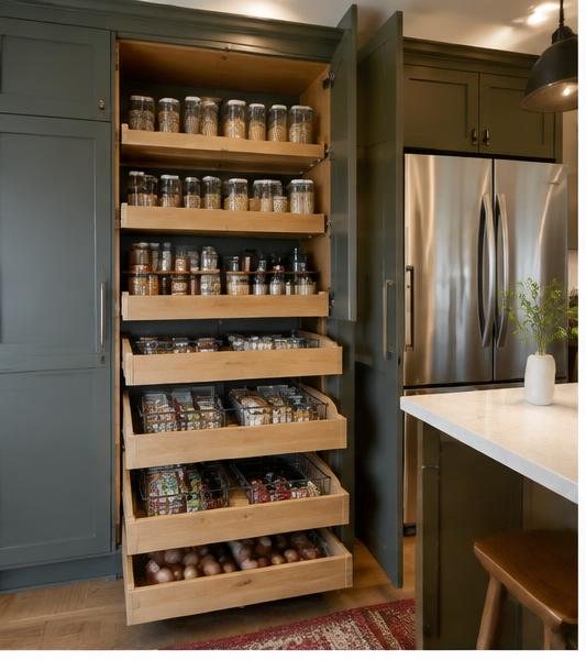 Pull-out pantry storage in a remodeled kitchen