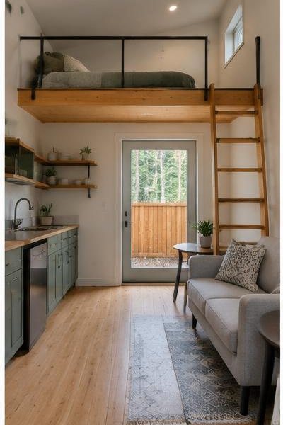 Compact secondary living space with a loft