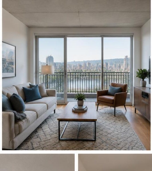 Condo interior overlooking Portland